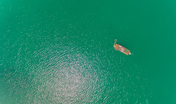 Aerial view of Local fisherman boat in over the sea