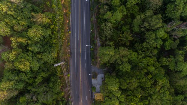 Aerial local road in Soth of Thailand
