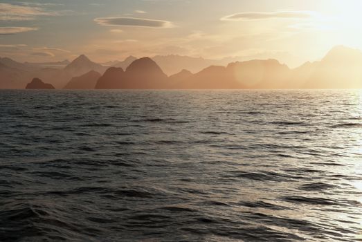 Alaskan White Nights. Sunset Over The Alaskan Coastline