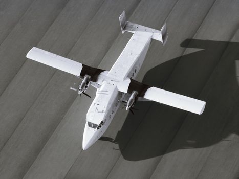 Top View Of A Single Engine Airplane Ready To Take Off