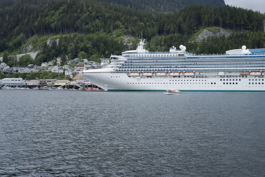 Large Cruise Ship Docked At The Port Of Ketchikan, Alaska