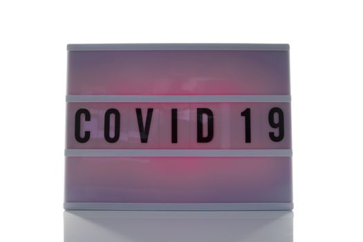 covid 19 on text display wisolated on white background
