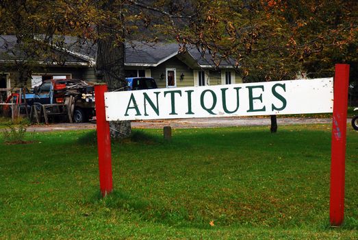 A small antique store lures customers in the along a roadside in Vermont