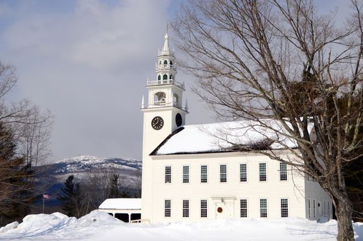 The Fitzwillimam, New Hampshire Town Hall is held in a church like building