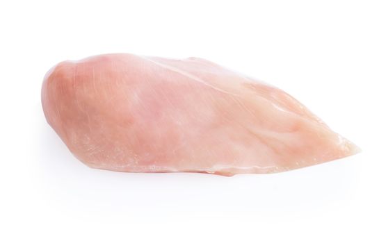 Raw chicken breast isolated on white background, ingredient for make cooking