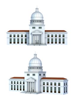 Rendering of a government building. 3D illustration.
