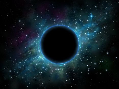 Black hole in a star field. Digital illustration.