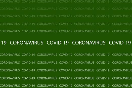 Coronavirus and COVID-19 words on green background