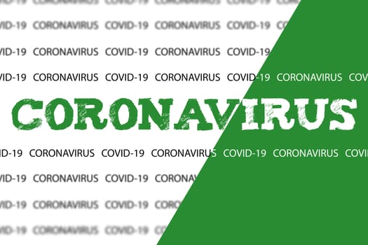 Coronavirus or COVID-19 on green and white background