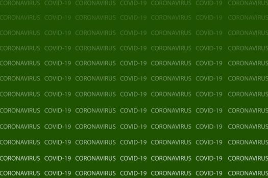 Coronavirus and COVID-19 words on green background