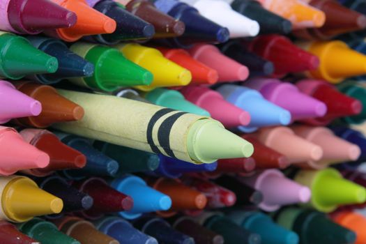 Some Colored wax crayons with shallow depth of field