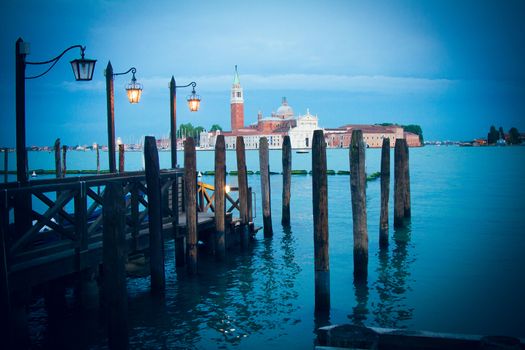 San Marco in Venice at dusk on the Grand Canal