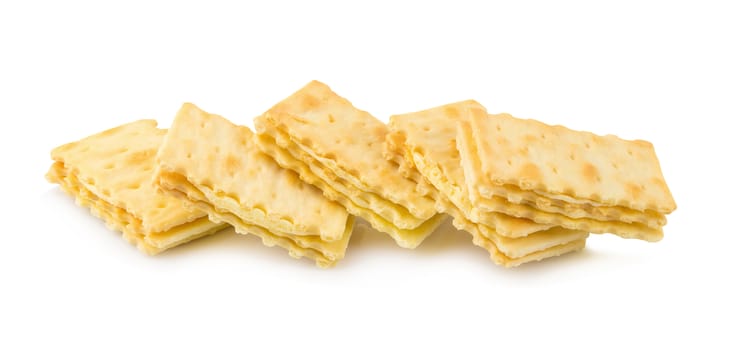 Cracker with creamy layer isolated on white background.