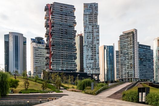 La Mexicana, Santa Fe, Mexico City: June 9, 2020. Office and apartment buildings in Mexico City.