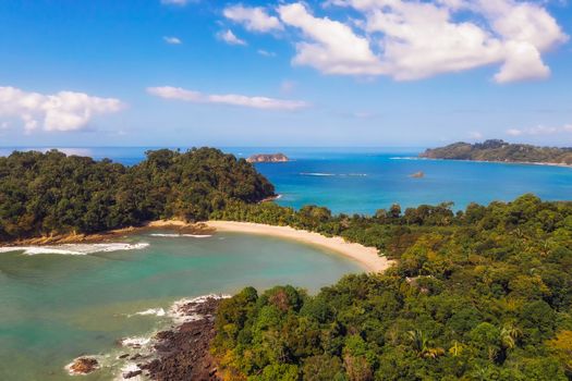 Aerial view of a beach located in the Manuel Antonio National Park, Costa Rica