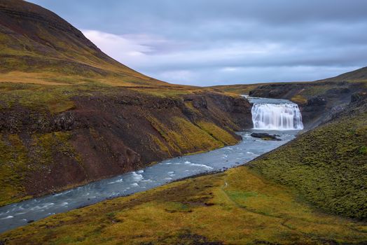 Thorufoss waterfall located on the Laxa i Kjos river near Reykjavik in Iceland. Long exposure.