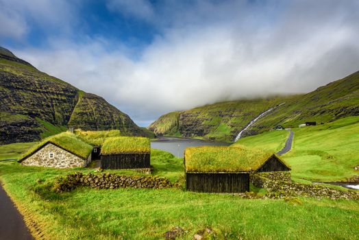 Village of Saksun located on the island of Streymoy, Faroe Islands, Denmark