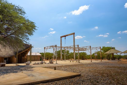 Historic elephant slaughter abattoir at the Olifantsrus Rest Campsite located in Etosha National Park, Namibia. 525 elephants were killed at this facility in two seasons during 1983 and 1985.