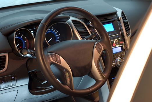 steering wheel in the new modern car