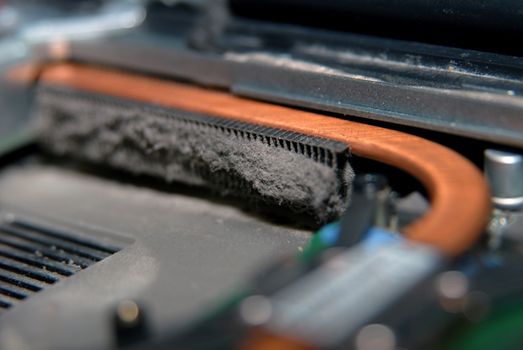 very dusty fan for the CPU of the laptop