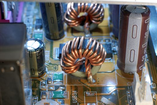 Computer internal hardware circuit board, ferrite coil