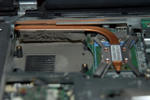 very dusty fan for the CPU of the laptop