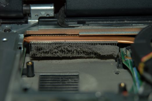 very dusty fan for the CPU of the laptop