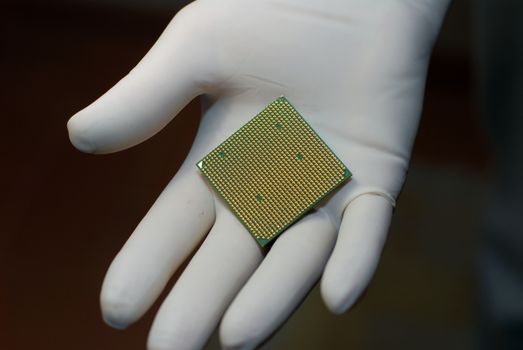 CPU processor in human hand