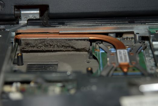 very dusty fan for the CPU of the laptop