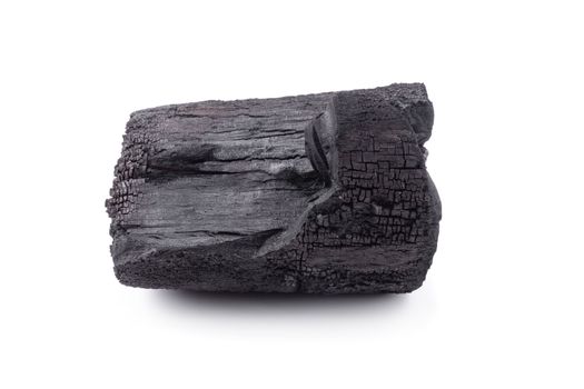 Natural wood charcoal Isolated on white background.