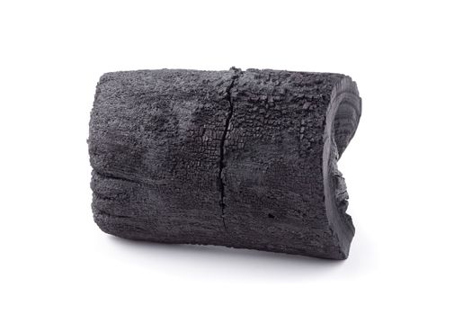 Natural wood charcoal Isolated on white background.