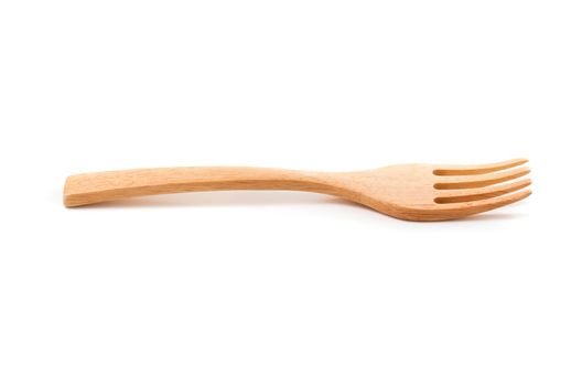 Wooden fork isolated on a white background.