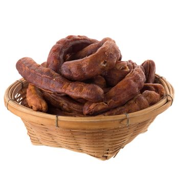 Sweet ripe tamarind Remove the seeds and shell isolated on a white background.