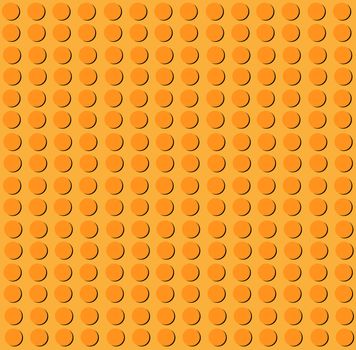 Orange plastic construction block pattern. Perfect vector background of closeup gloss plastic construction block.