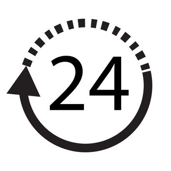 24 hours delivery on white background, 24 hours delivery sign. flat style. 24 hours icon for your web site design, logo, app, UI. open 24 hourssymbol.