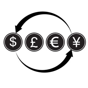 money transfer Icon, Money convert icon. Euro Dollar. Flat design style.