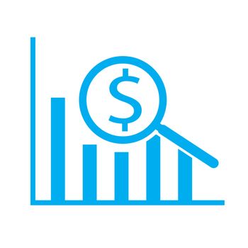 Dollar analysis bars chart on white background. Dollar analysis bars chart sign.