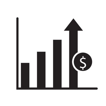 dollar growth icon on white background. dollar growth sign. flat style. dollar growth icon for your web site design, logo, app, UI.