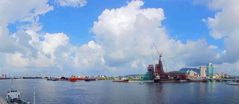 Panoramic view of Kaohsiung Port and major construction site
