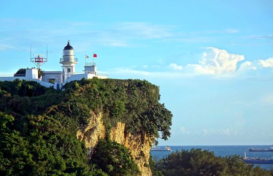 Vintage lighthouse on the island of Cijin in southern Taiwan