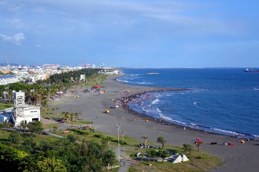 Aerial view of the beach on Cijin Island in Taiwan