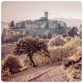 The little village of Montefabbri on a hill of the Italian Marche region