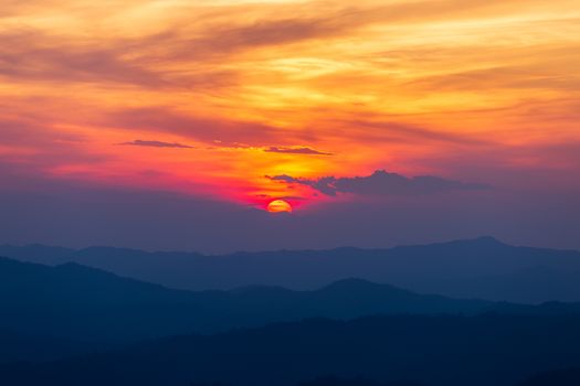 colorful dramatic sky with cloud at sunset