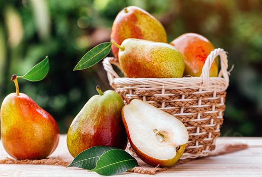 Sweet pears in the basket