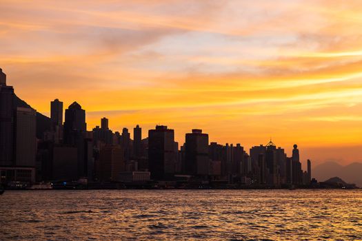 Hong Kong Skyline Kowloon from Fei Ngo Shan hill sunset