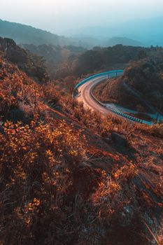 Beautiful summer landscape in the mountains with the sunset