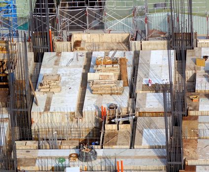 Construction site for apartment building seen from above