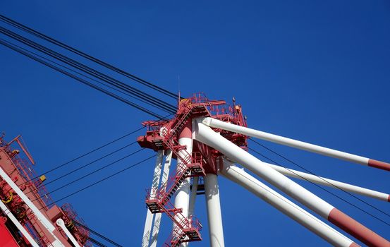Detail of a large crane used for loading containers on to ships
