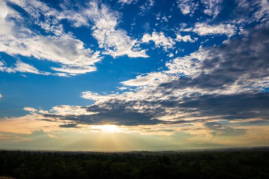 colorful dramatic sky with cloud at sunset