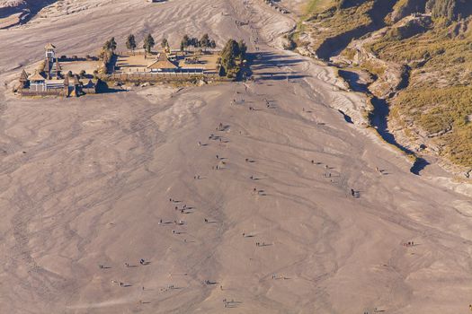 Mount Bromo volcano (Gunung Bromo) during sunrise from viewpoint on Mount Penanjakan, in East Java, Indonesia.